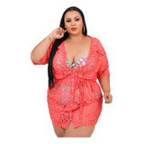 Vestido Camisão Chamiser Plus Size C/botão-saida Praia Luxo