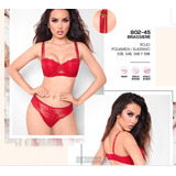 Coordinado Lenceria Bra Y Panty Color Rojo Cklass 802-45