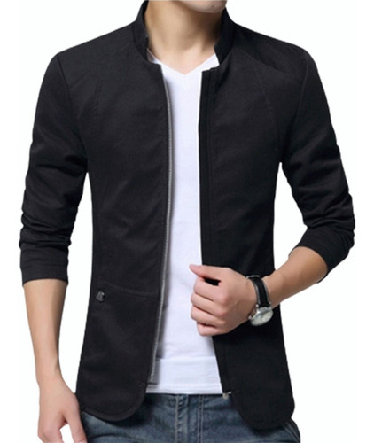 Chamarra Blazer De Algodón Cuello Alto Casual Para Hombre