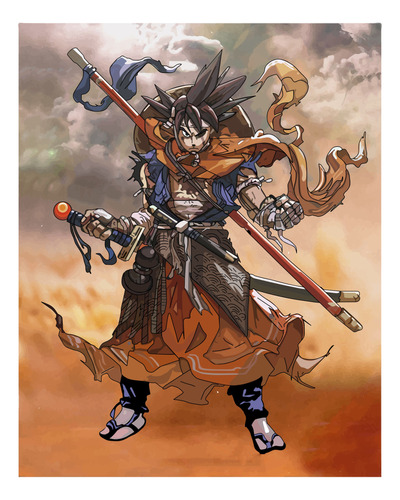Goku Samurai Supersaiyajin Poster Marco Y Realidad Aumentada