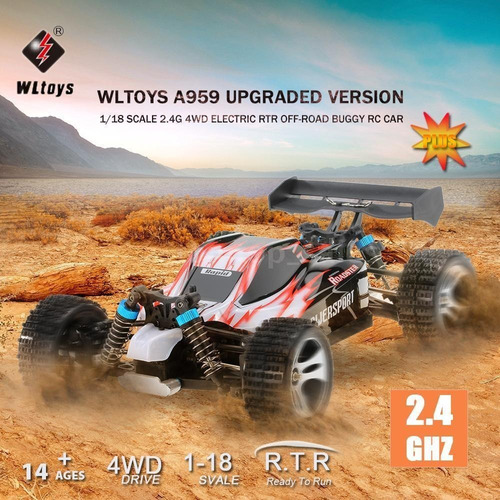 Wltoys A959 Versión Actualizada 1/18 2,4 G 4wd Buggy Rc Rtr