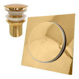 Valvula Click Dourada 1 1/4 Ralo 15cm Inox Kit Banheiro Gold