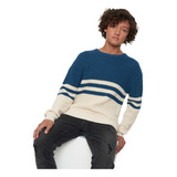 Sweater Niño Teen Rayado Petróleo