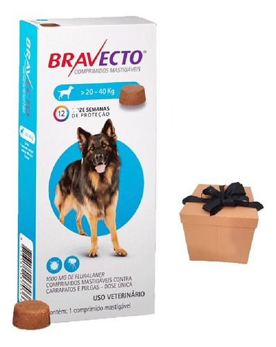 Antipulgas Bravecto Original De 20 A 40 Kg + Brinde Surpresa