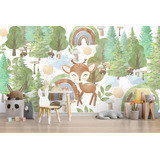 Vinil Adhesivo Fotomural Decoración Bosque Acuarela Bambi