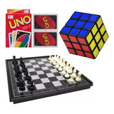  Juego Uno+ajedrez Magnetico+cubo Rubik 3x3 ¡gran Combo!!