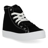 Tenis Sneakers Dama Piso Negro Abotinado 479-12