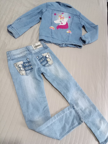 Lote Campera Y Pantalón De Jean Juvenil De Nena Talle 8 Exc!