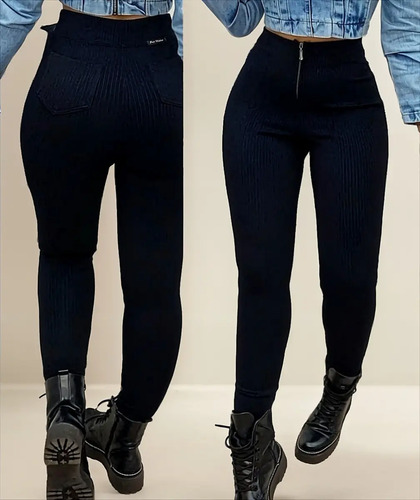 Calça Legging Com Zíper Cintura Alta Com Bolso Não Marca | Frete grátis