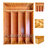 Cubertero Madera De Bambu Organizador Cajon Cubiertos Full