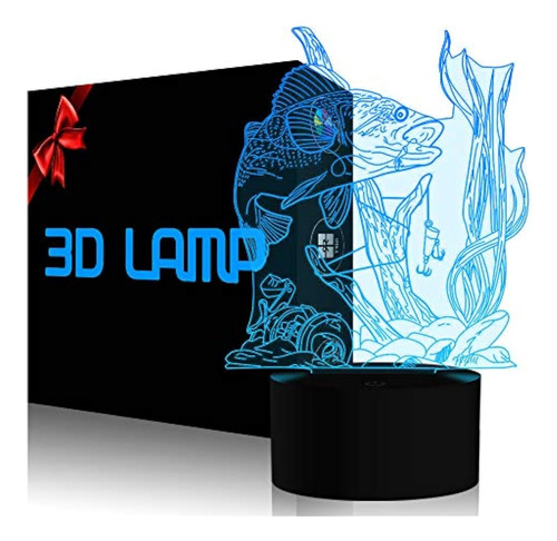 Lámpara De Pesca 3d Ilusión Luz Nocturna Led Touch Fish Escr