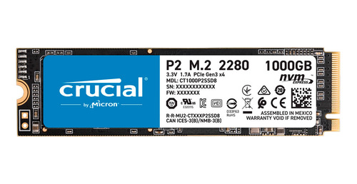 Ssd Crucial P2 1tb 2.400 Mbs M.2 Nvme Pcie Preto Usado