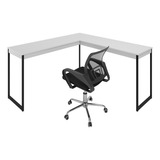 Conjunto De Mesa E Cadeira Giratória Home Office Escritório