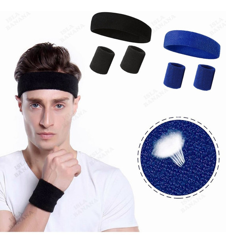 6pcs Banda Deportiva Cabeza Sudor Elástica Diadema Muñequera