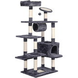 Torre Casa Rascador Para Gato De 1.58 Mt Gris Claro Tm