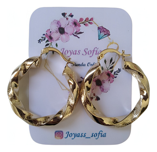 Aros De Argollas Trenzadas De Oro Laminado 18k. Medida: 25mm