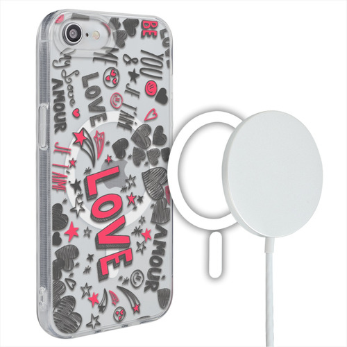 Funda Para iPhone Magsafe Corazones Rosas