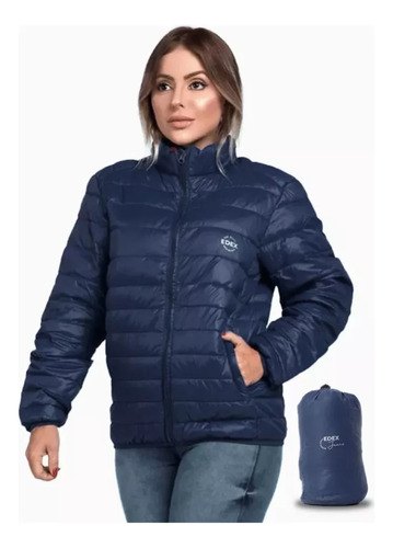 Jaqueta Feminina Puffer Nylon Bobojaco + Estojo Para Viagem