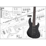 Plan Of Fender Jazz Bass 5 String - Impresión A Escala Com.