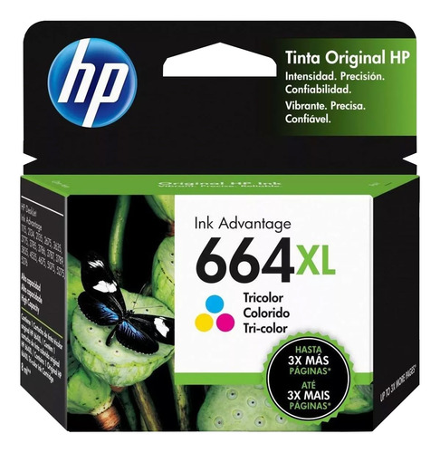 Cartucho Hp 664 Xl Tricolor F6v30al