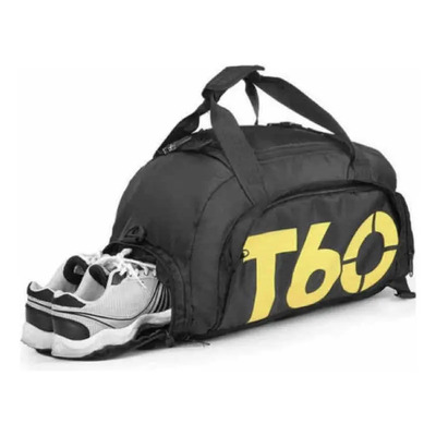 Maleta Gym Viaje Mochila Back Pack Super Calidad Moda T60 Gy Color Negro Con Amarillo | MercadoLibre