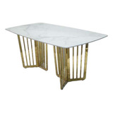 Mesa Diamond Golden Con Patas Metálicas Living Comedor