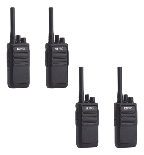 Kit 4 Radios Portátiles Radio Portátil Uhf 400-470 Mhz, 16ch Color Negro
