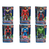 Set 6 Muñecos Avengers Ironman Spiderman Hulk Thanos Con Luz