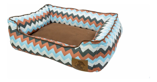 Cama M 88x75 Pet Impermeavel Caminha Cães Gatos Chevron Azul