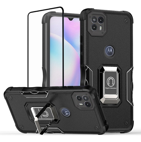 Funda Uso Rudo Anillo Magnetico Para Motorola Moto + Mica 9d