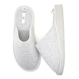 Pantufla Mujer Algodon Gris Melange