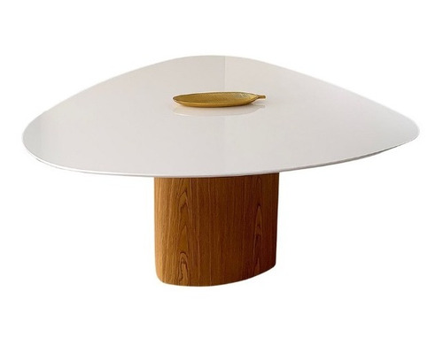 Mesa Jantar Cone Orgânica 160x164cm Tampo Laca Base Madeira