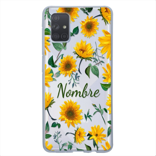 Funda Galaxy Girasoles Personalizada Con Tu Nombre