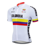 Jersey Ciclismo Ruta Mtb Colombia Blanco Manga Corta