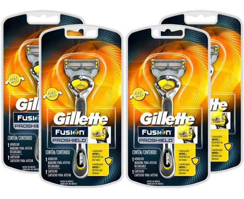 Kit Com 4 Aparelho De Barbear Gillette Fusion Proshield