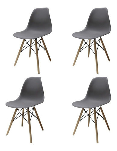 Kit 4 Cadeiras Para Mesa De Jantar Charles Eiffel Eames Wood