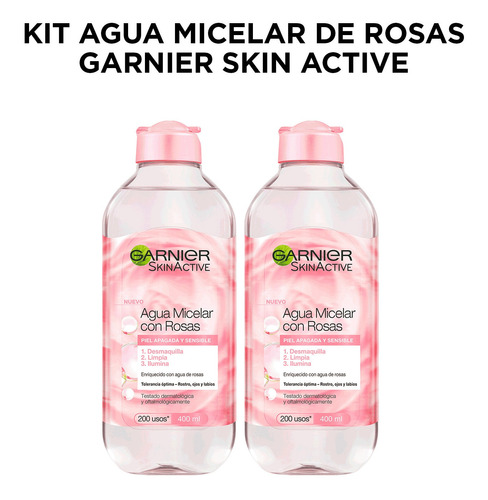 Kit Agua Micelar De Rosas Garnier Skin Active X2