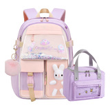 Mochila Kawaii Con Forma De Conejito Para Niñas, Con Loncher