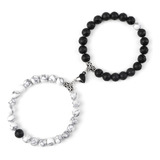 Pulsera Pareja Amistad Equilibrio Yin Yang Blanco Negro