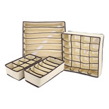 Set De 4 Organizadores De Placard Beige Medias Ropa Interior