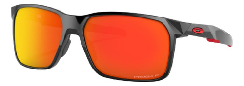 Óculos De Sol Polarizados Oakley Portal X Standard Armação De O Matter Cor Polished Black, Lente Ruby De Plutonite Prizm, Haste Polished Black De O Matter - Oo9460