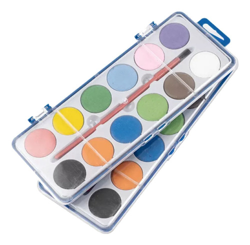 Set Acuarelas Farby 12 Colores + Pincel En Estuche Plastico