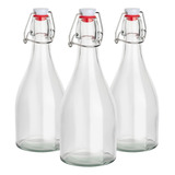 3 Botellas De Vidrio 750ml Tapa Swing Top Cerveza Vino Jugo