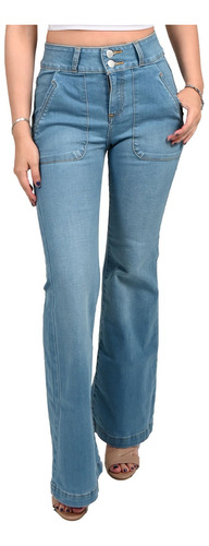 Pantalón Britos Jeans Mujer Acampanado Azul 024031