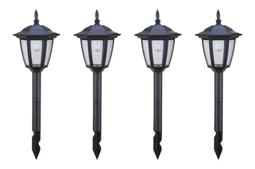 Pack X4 Estacas Farol Vintage Solar Led Deco Jardín  Premium