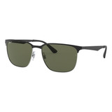 Ray-ban Rb3569 Anteojos De Sol Cuadrados, Negro Sobre Verde,