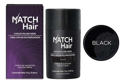 Match Hair 14g Color Negro Fibra Capilar Calvicie Alopecia