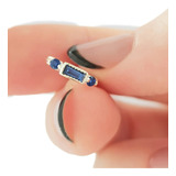 Aro Sky Argollita 12mm Clip Cubic Facetado Azul Plata 925 