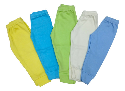 5 Pack Pantalones Sin Pie Color Surtidos Bebés 100% Algodón 
