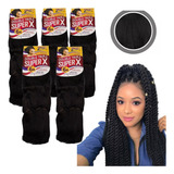 Kit 5 Pacotes Cabelo Jumbo Jumbao Superx Cor 1 Tranças 400g 